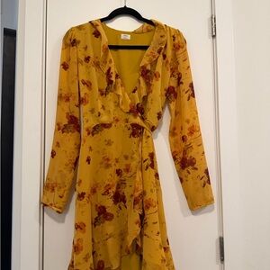 Wilfred Mustard Floral Long Sleeve Dress